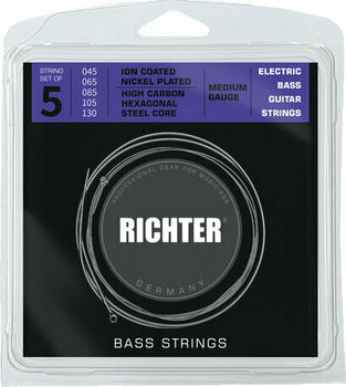 Saiten für 5-saitigen E-Bass, Saiten für 5-Saiter E-Bass Richter Ion Coated Electric Bass 5 Strings - 045-130 - 1