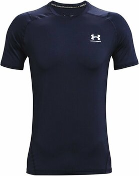 Løbe t-shirt med korte ærmer Under Armour Men's HeatGear Armour Fitted Short Sleeve Navy/White M Løbe t-shirt med korte ærmer - 1