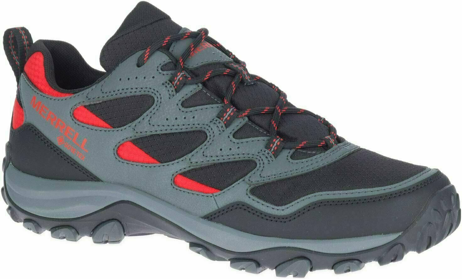 Pantofi trekking de bărbați Merrell Men's West RIM Sport GTX Black/High Risk 43,5 Pantofi trekking de bărbați