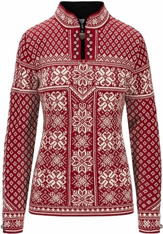 Ski-trui en T-shirt Dale of Norway Peace Womens Knit Sweater Red Rose/Off White L Trui