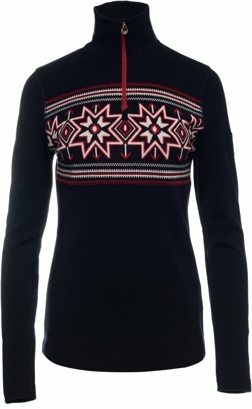 Ski-trui en T-shirt Dale of Norway Olympia Basic Womens Sweater Navy/Rasperry/Off White S Trui