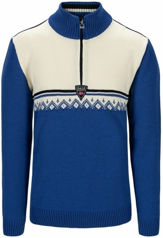 Ski-trui en T-shirt Dale of Norway Lahti Mens Knit Sweater Ultramarine/Navy/Off White M Trui