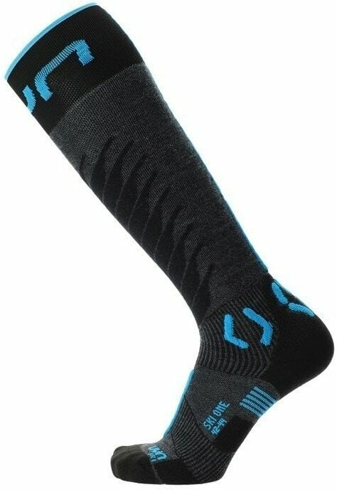 Ski Socks UYN Man Ski One Merino Socks Anthracite/Turquoise 35-38 Ski Socks
