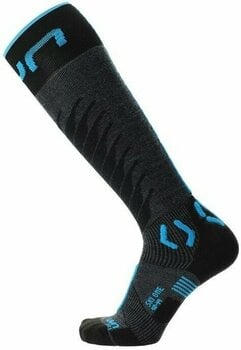 Ski Socks UYN Man Ski One Merino Socks Anthracite/Turquoise 45-47 Ski Socks - 1