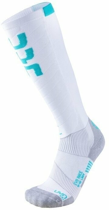 Ski Socks UYN Ski Evo Race Lady Socks White/Water Green 39-40 Ski Socks