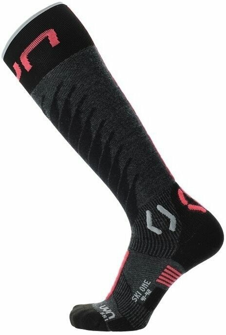Ski Socks UYN Lady Ski One Merino Socks Anthracite/Pink 39-40 Ski Socks