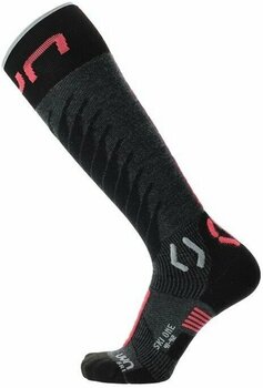 Ski Socken UYN Lady Ski One Merino Socks Anthracite/Pink 39-40 Ski Socken - 1