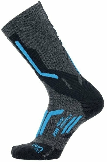Ski Socks UYN Man Ski Cross Country 2In Socks Anthracite/Blue 39-41 Ski Socks