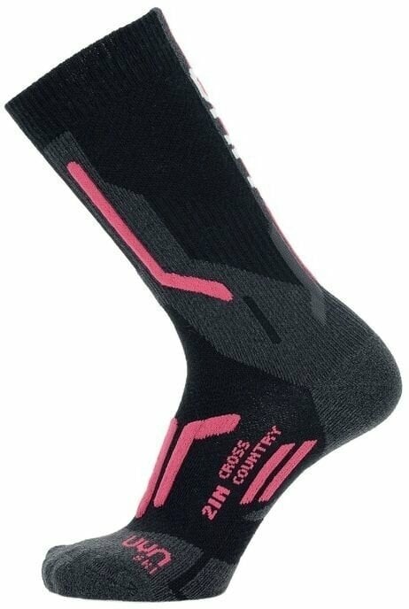 Chaussettes de ski UYN Lady Ski Cross Country 2In Socks Black/Pink 35-36 Chaussettes de ski