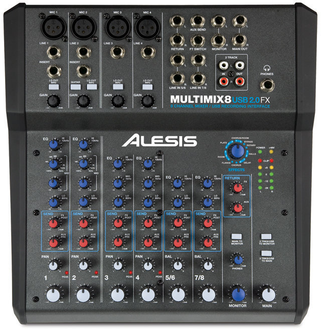 Analoog mengpaneel Alesis MultiMix 8 USB 2.0 FX