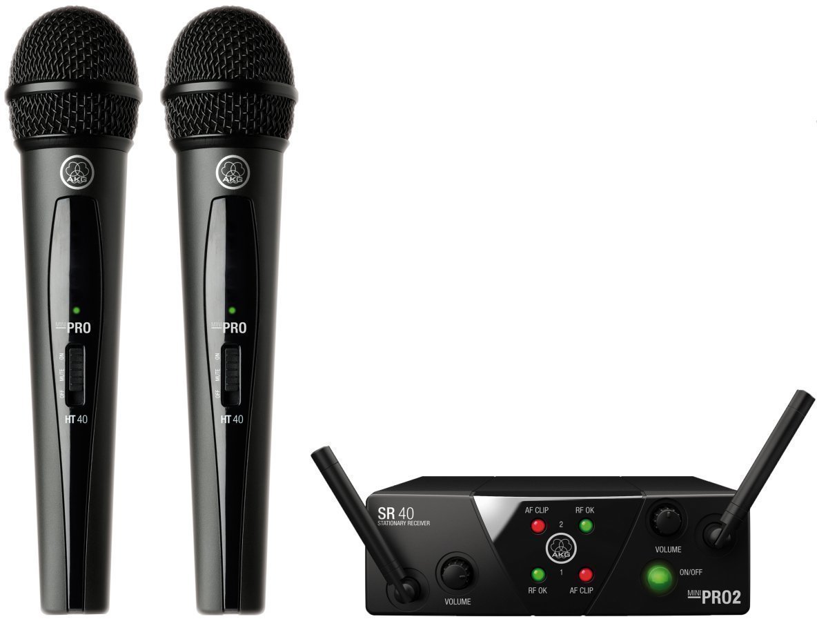 Conjunto de microfone de mão sem fios AKG WMS 40 MINI2 VOCAL SET DUAL
