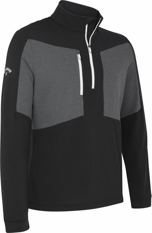 Callaway Mens Aquapel 1/2 Zip Mixed Media Pullover Caviar/Bright White 2XL
