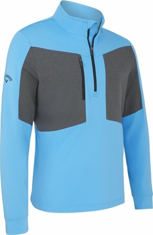 Callaway Mens Aquapel 1/2 Zip Mixed Media Pullover Malibu Blue/Caviar L