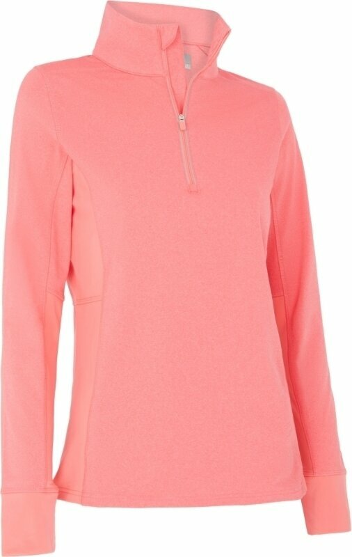 Callaway Womens Space Dye Heather Aquapel Thermal 1/4 Zip Coral Paradise Heather L