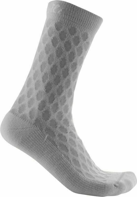 Calcetines de ciclismo Castelli Sfida 13 Sock Silver Gray/White S/M Calcetines de ciclismo