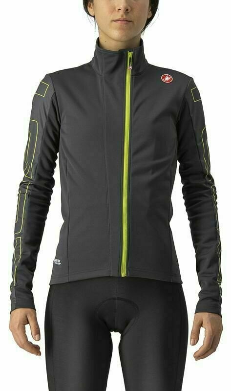 Αντιανεμικά Ποδηλασίας Castelli Transition W Jacket Dark Gray/Brilliant Yellow XS Σακάκι