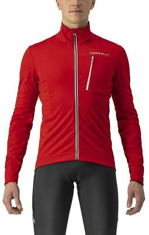 Fietsjack, vest Castelli Go Jacket Red/Silver Gray XL Jasje