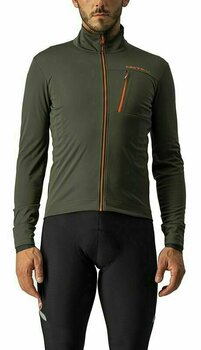 Cycling Jacket, Vest Castelli Go Jacket Military Green/Fiery Red L Jacket - 1