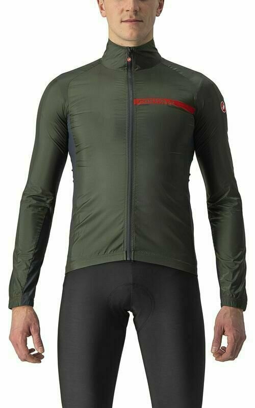 Kerékpár kabát, mellény Castelli Squadra Stretch Jacket Military Green/Dark Gray M Kabát