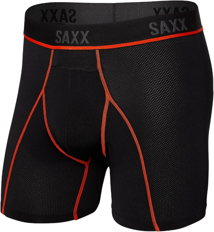 SAXX Kinetic Boxer Brief Black/Vermillion L Fitness Underwear - Muziker