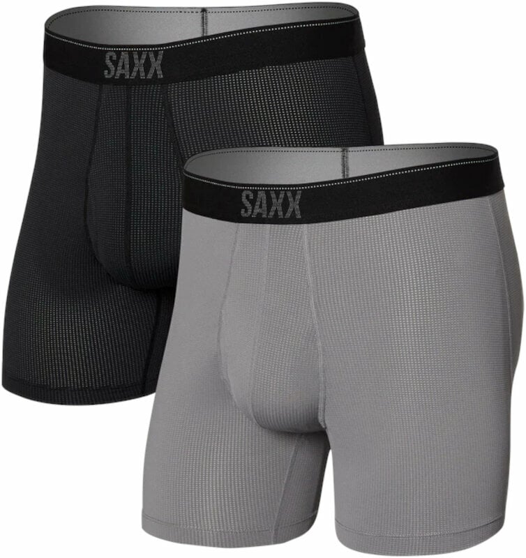 Fitness-undertøj SAXX Quest 2-Pack Boxer Brief Black/Dark Charcoal II M Fitness-undertøj