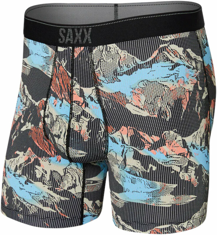 Sous-vêtements de sport SAXX Quest Boxer Brief Black Mountainscape L Sous-vêtements de sport