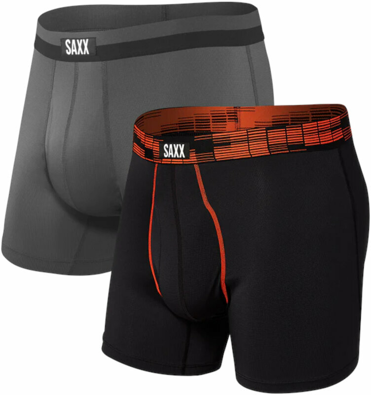 Sous-vêtements de sport SAXX Sport Mesh 2-Pack Boxer Brief Black Digi Dna/Graphite XL Sous-vêtements de sport