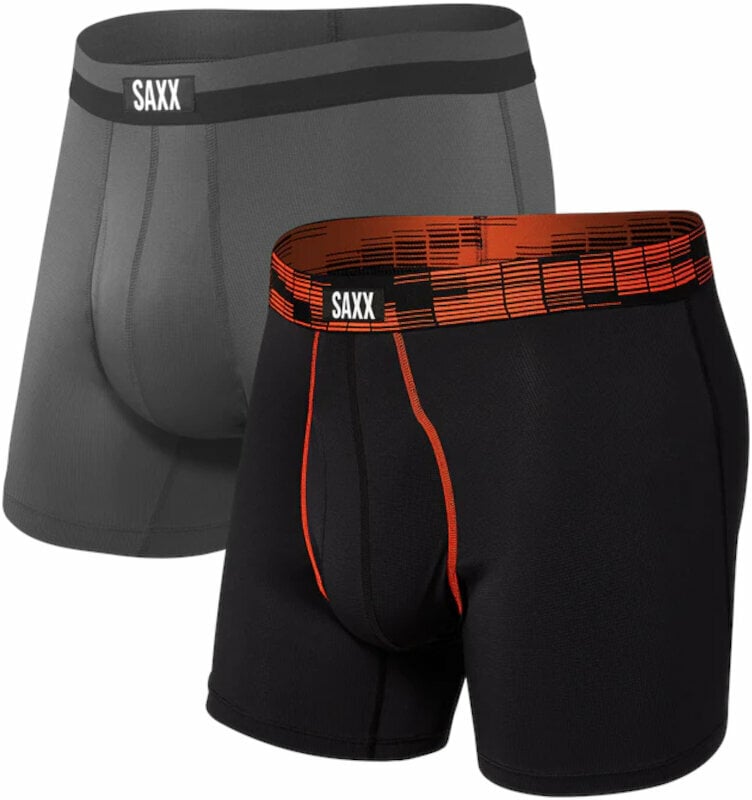 Donje rublje za fitnes SAXX Sport Mesh 2-Pack Boxer Brief Black Digi Dna/Graphite L Donje rublje za fitnes