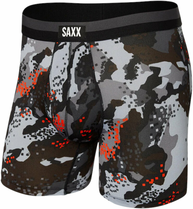 Sous-vêtements de sport SAXX Sport Mesh Boxer Brief Graphite Digi Quake Camo S Sous-vêtements de sport