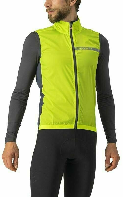Cyklo-Bunda, vesta Castelli Squadra Stretch Vest Electric Lime/Dark Gray XL Vesta