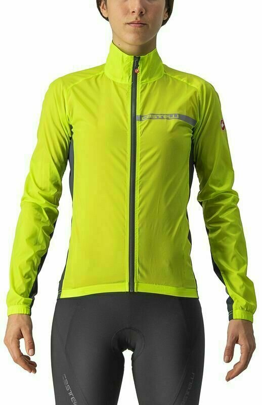 Kerékpár kabát, mellény Castelli Squadra Stretch W Jacket Electric Lime/Dark Gray S Kabát