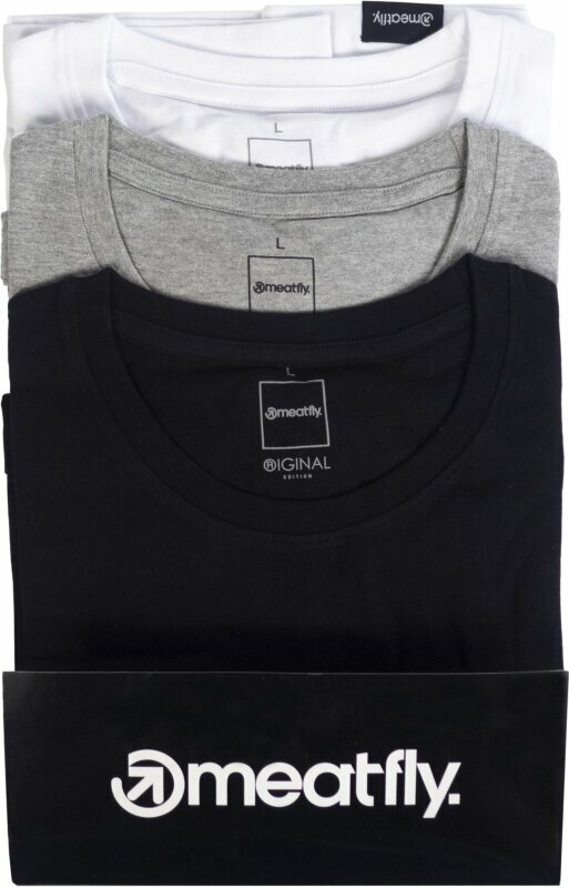 Outdoorové tričko Meatfly Basic T-Shirt Multipack Black/Grey Heather/White S Tričko