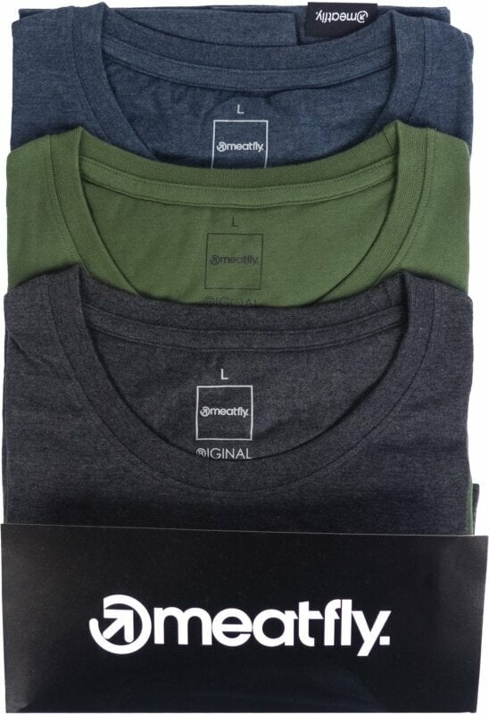 Ulkoilu t-paita Meatfly Basic T-Shirt Multipack Charcoal Heather/Olive/Navy Heather S T-paita