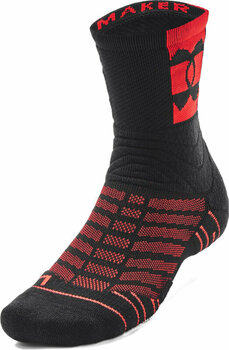 Fitness Socks Under Armour UA Playmaker Mid Crew Black/Bolt Red XL Fitness Socks - 1