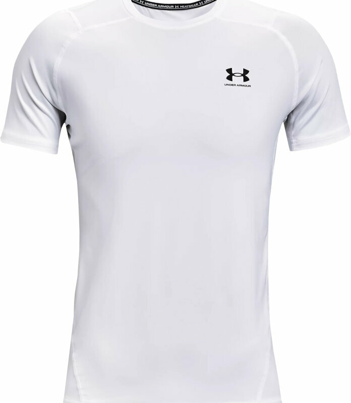 Тениска с къс ръкав за бягане Under Armour Men's HeatGear Armour Fitted Short Sleeve White/Black M Тениска с къс ръкав за бягане