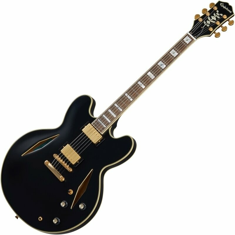 Semi-Acoustic Guitar Epiphone Emily Wolfe Sheraton Stealth Black Aged Gloss Semi-Acoustic Guitar
