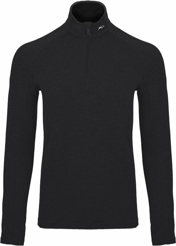 T-shirt/casaco com capuz para esqui Kjus Mens Trace Midlayer Half Zip Black 50 Ponte