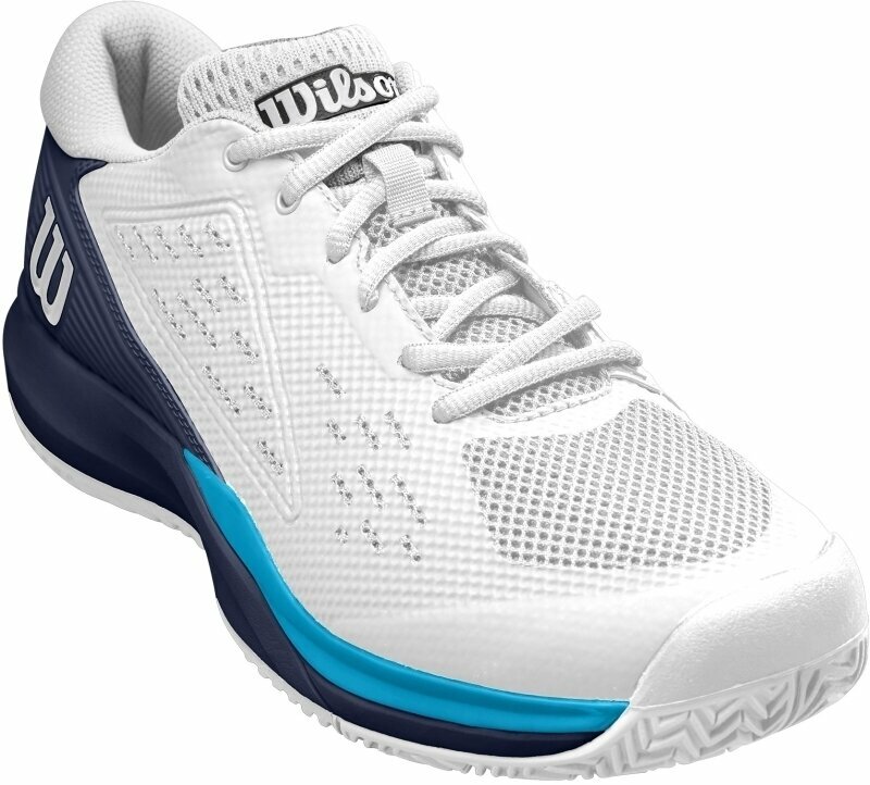 Pantofi de tenis pentru bărbați Wilson Rush Pro Ace Mens Tennis Shoe White/Peacoat/Vivid Blue 45 1/3 Pantofi de tenis pentru bărbați