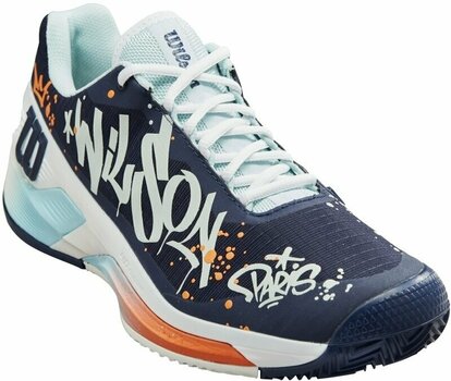 Férfi tenisz cipők Wilson Rush Pro 4.0 Mens Tennis Shoe Peacoat/Clear Water/Orange Tiger 45 1/3 Férfi tenisz cipők - 1