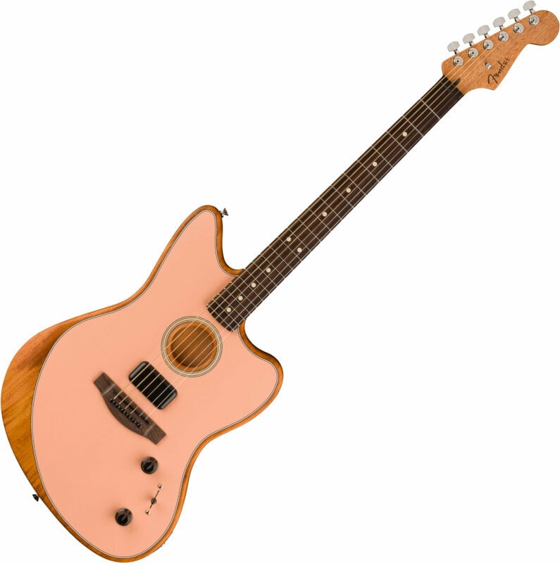 Guitare acoustique-électrique Fender Acoustasonic Player Jazzmaster Shell Pink