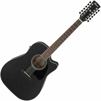 12-string Acoustic-electric Guitar Ibanez AW8412CE-WK Weathered Black - 1