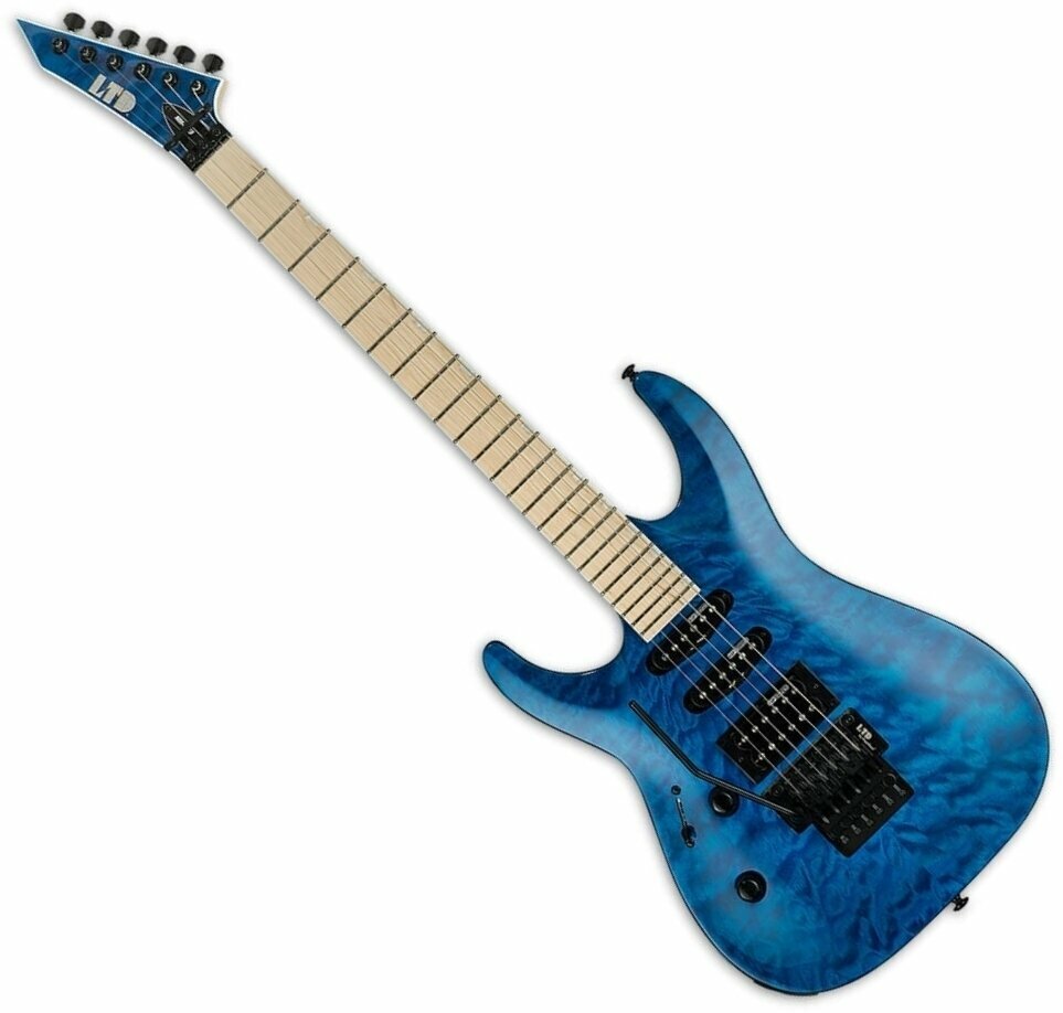 Electric guitar ESP LTD MH-203QM-LH See Thru Blue