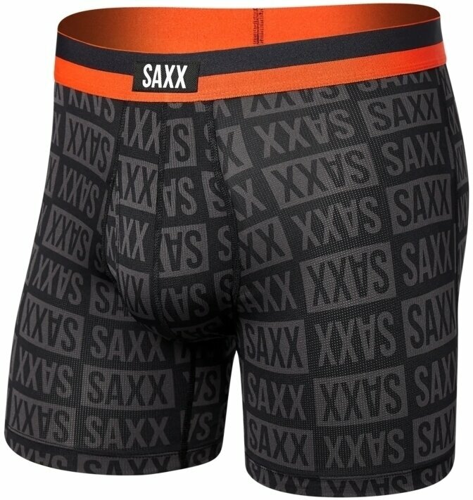 Fitness fehérnemű SAXX Sport Mesh Boxer Brief Checkerboard/Black M Fitness fehérnemű