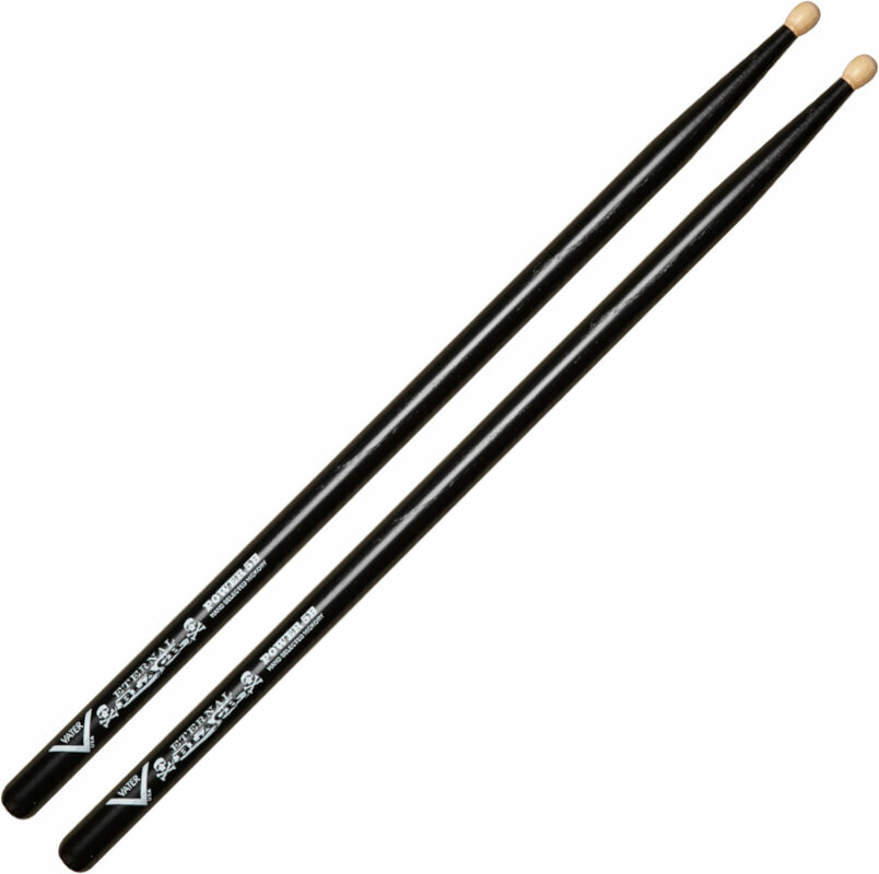 Drumsticks Vater VHEBP5BW Eternal Black Power 5B Wood Tip Drumsticks