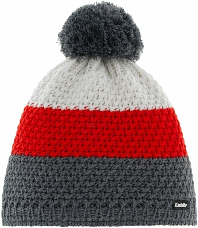 Eisbär Tibo Pompon Beanie Grey/Red/White UNI