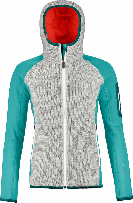 Casaco com capuz para exterior Ortovox Fleece Plus Classic Knit Hoody W Ice Waterfall XS Casaco com capuz para exterior