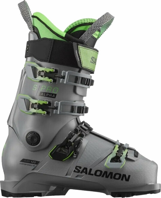 Zjazdové lyžiarky Salomon S/Pro Alpha 120 Steel Grey/Pastel Neon Green 1/Black 26/26,5 Zjazdové lyžiarky
