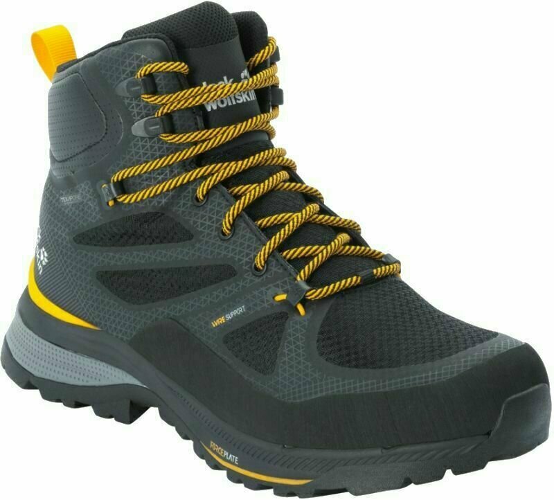 Moške outdoor cipele Jack Wolfskin Force Striker Texapore Mid M Black/Burly Yellow 42,5 Moške outdoor cipele