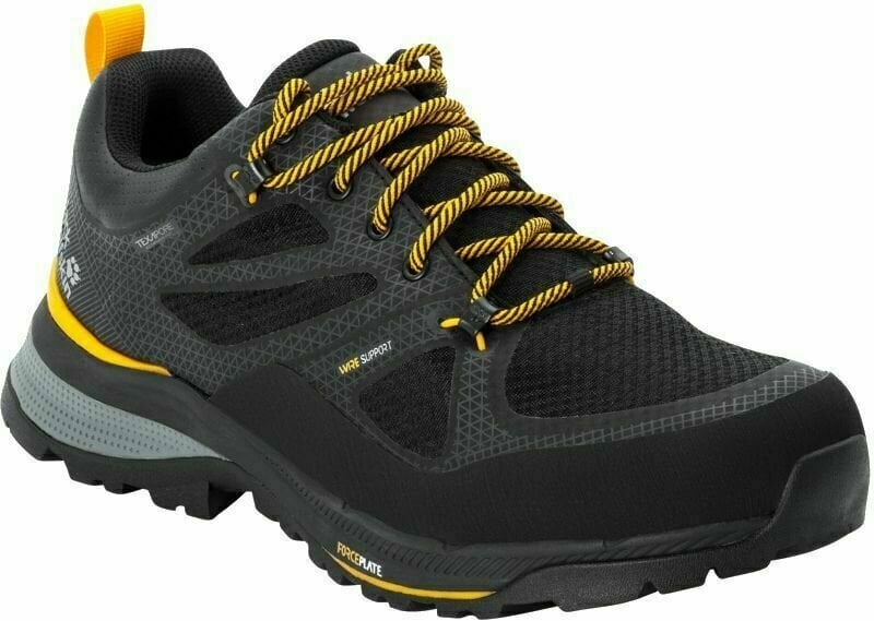 Pantofi trekking de bărbați Jack Wolfskin Force Striker Texapore Low M Black/Burly Yellow 40,5 Pantofi trekking de bărbați