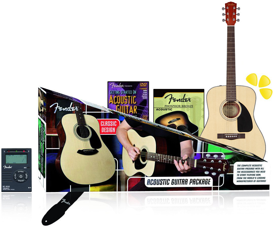 Conjunto de guitarra acústica Fender CD-60 Pack Natural
